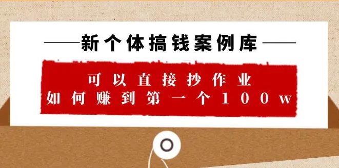 新个体 搞钱案例 库，可以直接抄作业 如何赚到第一个100w-梧桐有术