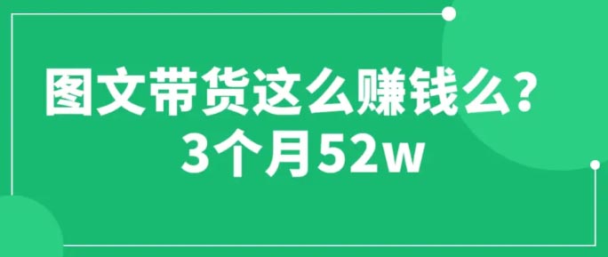 图文带货这么赚钱么? 3个月52W 图文带货运营加强课-梧桐有术