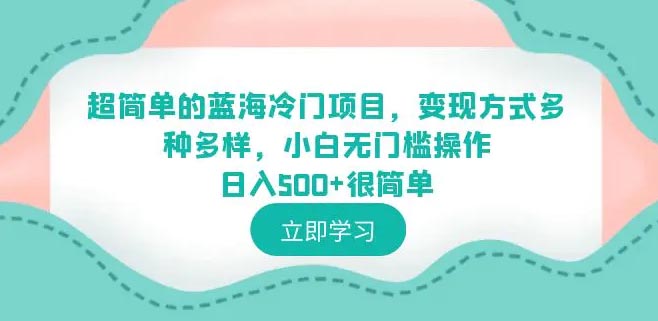 蓝海冷门项目，变现方式多种多样，小白无门槛操作日入500+-梧桐有术