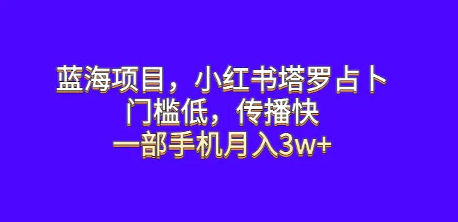 蓝海项目，小红书塔罗占卜，门槛低，传播快，一部手机月入3w+-梧桐有术