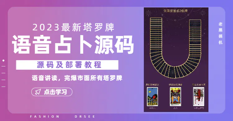 2023新版塔罗牌语音讲解占卜源码，配套视频教程和网站源码-梧桐有术