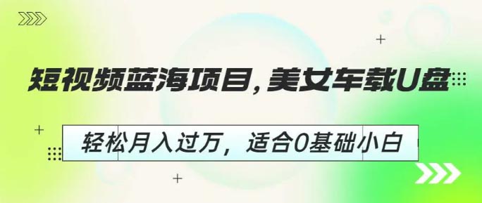 短视频蓝海项目，美女车载U盘，轻松月入过万，适合0基础小白-梧桐有术