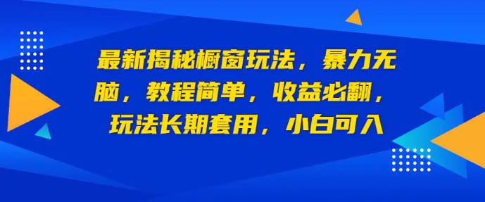 最新揭秘橱窗玩法，暴力无脑，收益必翻，玩法长期套用，小白可入-梧桐有术