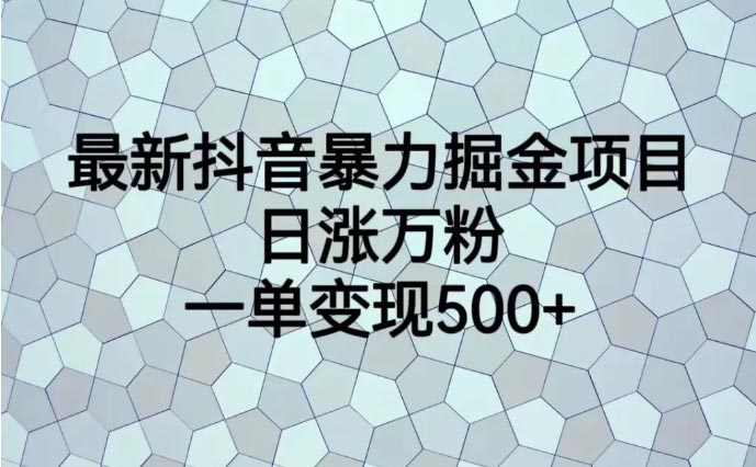 最新抖音暴力掘金项目，日涨万粉，一单变现500+-梧桐有术