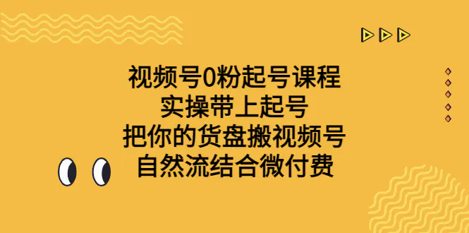 视频号0粉起号 实操起号 把你的货盘搬视频号 自然流结合微付费-梧桐有术