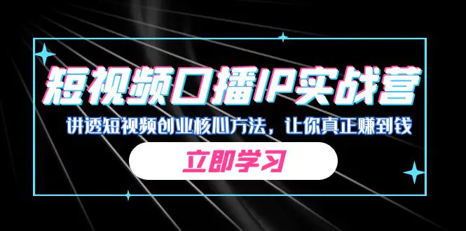 短视频口播IP实战营，讲透短视频创业核心方法，让你真正赚到钱-梧桐有术