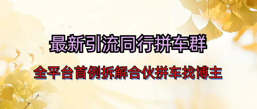 最新引流同行拼车群合伙拼车找博主日引百人新玩法-梧桐有术