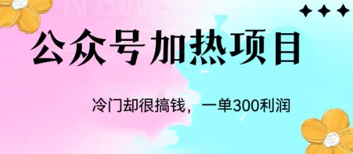 冷门公众号加热项目，一单利润300+-梧桐有术