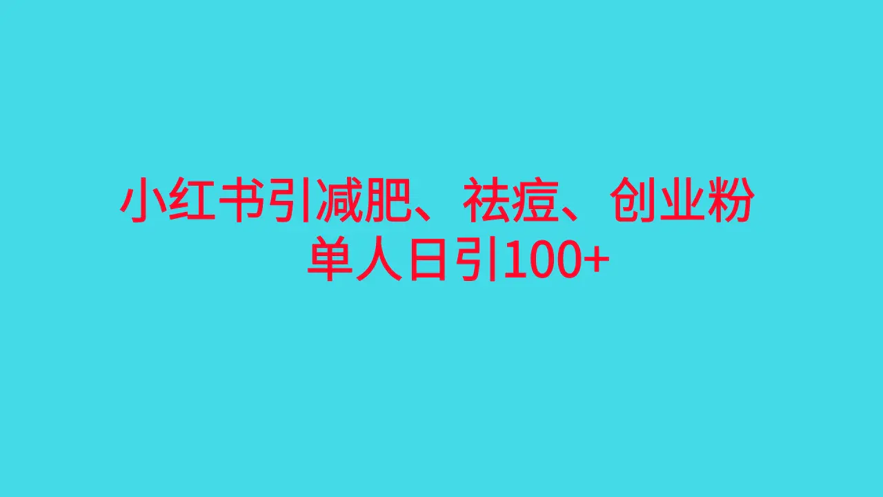 小红书精准引流，减肥、祛痘、创业粉单人日引100+（附软件）-梧桐有术