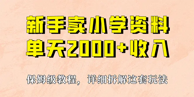 我如何通过卖小学资料，实现单天2000+，实操项目，保姆级教程-梧桐有术