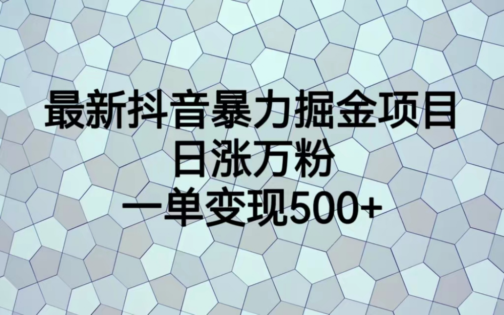最火热的抖音暴力掘金项目，多种变现方式，一单变现500+-梧桐有术