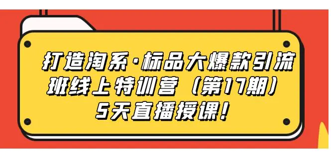 打造淘系·标品大爆款引流班线上特训营5天直播授课！-梧桐有术