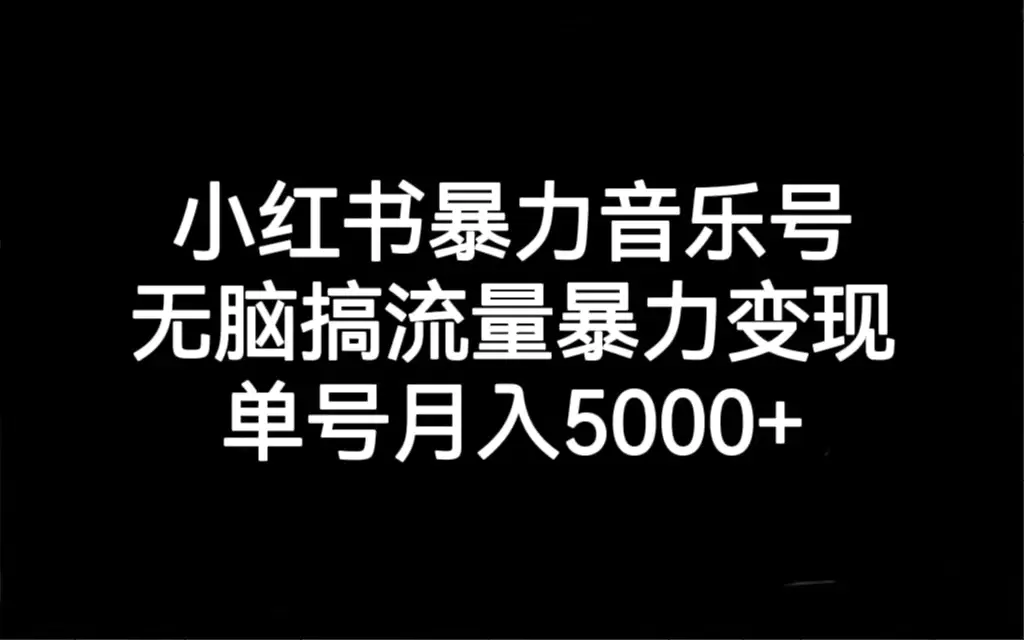 小红书暴力音乐号，无脑搞流量暴力变现，单号月入5000+-梧桐有术