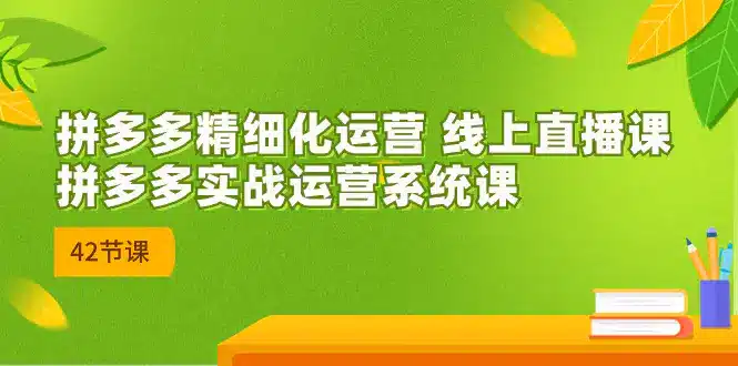 8月新课-拼多多精细化运营 线上直播课：拼多多实战运营系统课-梧桐有术