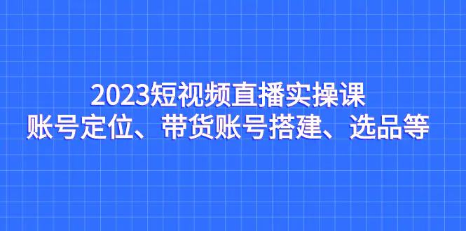 2023短视频直播实操课，账号定位、带货账号搭建、选品等-梧桐有术