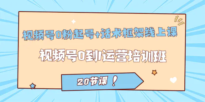 视频号·0粉起号+话术框架线上课：视频号0到1运营培训班（20节课）-梧桐有术