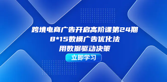 跨境电商-广告开启高阶课第24期，8*15数模广告优化，数据驱动决策-梧桐有术