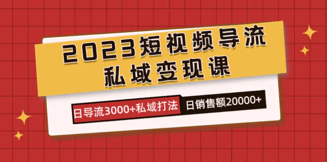 2023短视频导流·私域变现课，日导流3000+私域打法 日销售额2w+-梧桐有术