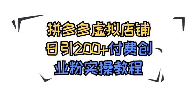 拼多多虚拟店铺日引200+付费创业粉实操教程-梧桐有术