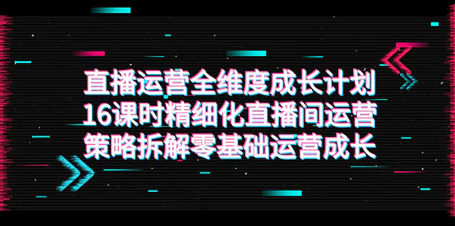 直播运营-全维度 成长计划，16课时精细化直播间运营策略拆解-梧桐有术