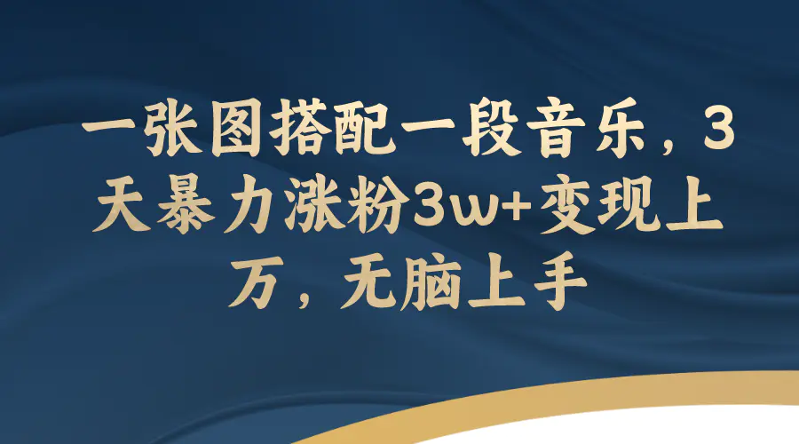一张图搭配一段音乐，3天暴力涨粉3w+变现上万，无脑上手-梧桐有术