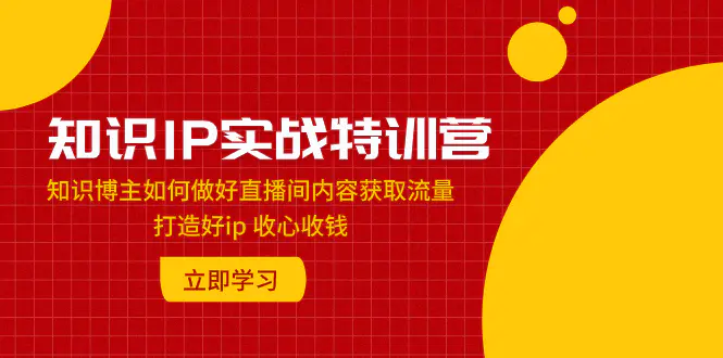知识IP实战特训营：知识博主如何做好直播间内容获取流量 打造好ip-梧桐有术