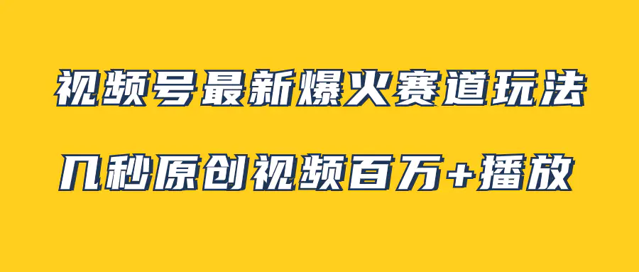 视频号最新爆火赛道玩法，几秒视频可达百万播放，小白即可操作-梧桐有术