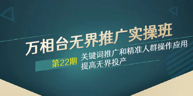 万相台无界推广实操班 关键词推广和精准人群，提高无界投产-梧桐有术