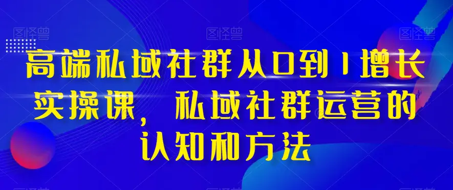 高端 私域社群从0到1增长实战课，私域社群运营的认知和方法-梧桐有术