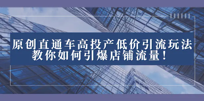 2023直通车高投产低价引流玩法，教你如何引爆店铺流量！-梧桐有术