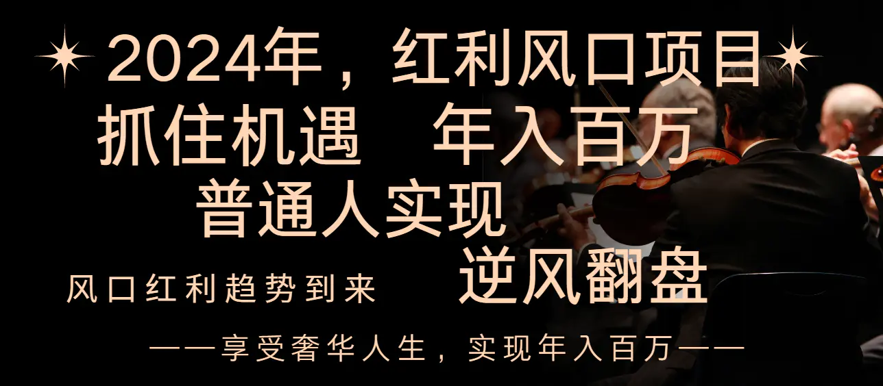 红利风口项目来袭，逆风翻盘普通人也能实现，年入百万-梧桐有术