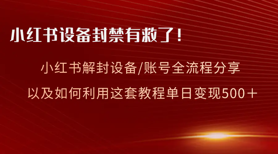 小红书设备及账号解封全流程分享，以及如何利用教程变现-梧桐有术