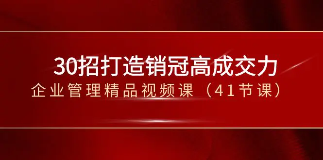 30招-打造销冠高成交力-企业管理精品视频课（41节课）-梧桐有术