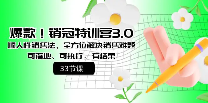 销冠特训营3.0之顺人性销售法，全方位解决销售难题、可落地…-梧桐有术