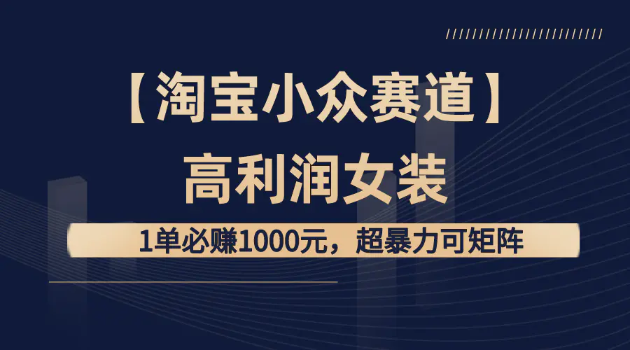 【淘宝小众赛道】高利润女装：1单必赚1000元，超暴力可矩阵-梧桐有术