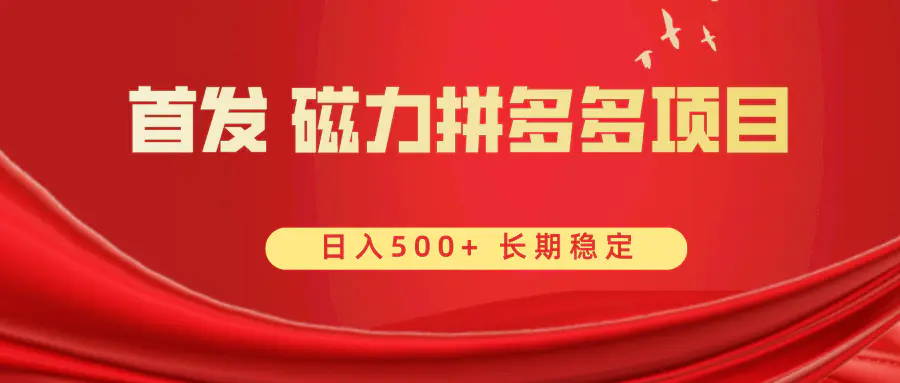 首发 磁力拼多多自撸 日入500+-梧桐有术