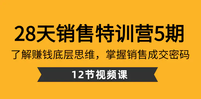 28天·销售特训营5期：了解赚钱底层思维，掌握销售成交密码-梧桐有术
