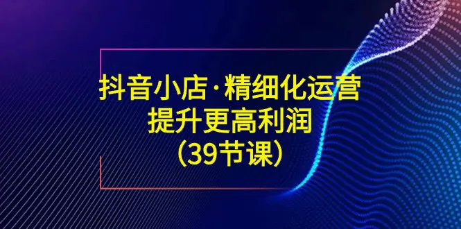抖音小店·精细化运营：提升·更高利润（39节课）-梧桐有术