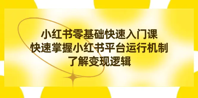 小红书0基础快速入门课，快速掌握小红书平台运行机制，变现逻辑-梧桐有术