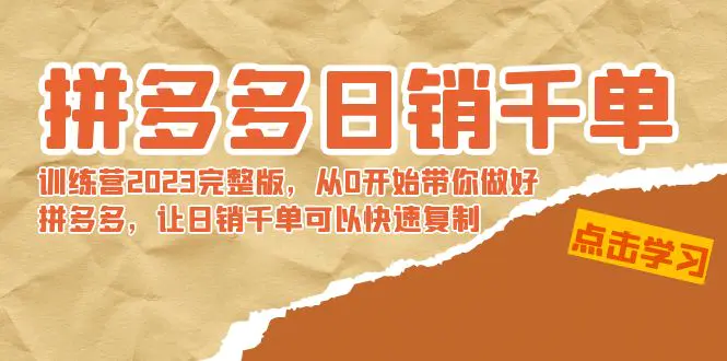 拼多多日销千单训练营2023完整版，从0开始带你做好拼多多，让日…-梧桐有术
