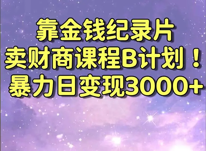靠金钱纪录片卖财商课程B计划！暴力日变现3000+，干货教程！-梧桐有术
