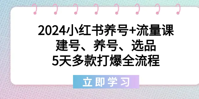 2024小红书养号+流量课：建号、养号、选品，5天多款打爆全流程-梧桐有术