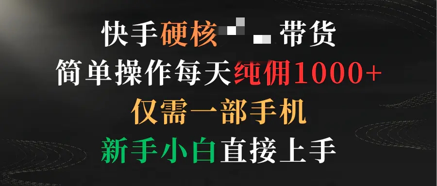 快手硬核无需真人出境的带货，每天纯佣1000+ 新手小白直接上手-梧桐有术