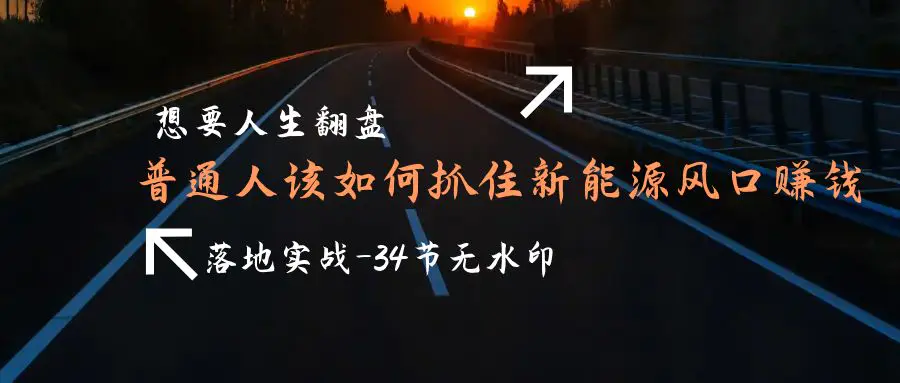 想要人生翻盘，普通人如何抓住新能源风口赚钱，落地实战案例课-梧桐有术
