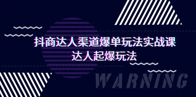 抖商达人-渠道爆单玩法实操课，达人起爆玩法（29节课）-梧桐有术