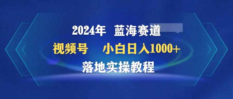 2024年蓝海赛道 视频号 小白日入1000+ 落地实操教程-梧桐有术