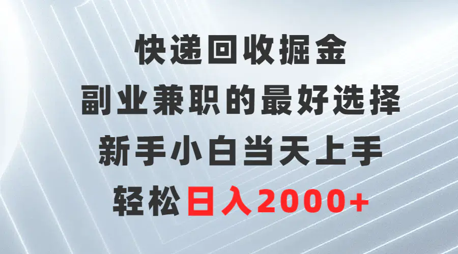 快递回收掘金，副业兼职的最好选择，新手小白当天上手，日入2000+-梧桐有术