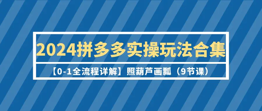 2024拼多多实操玩法合集【0-1全流程详解】照葫芦画瓢（9节课）-梧桐有术