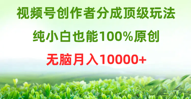 视频号创作者分成顶级玩法，纯小白也能100%原创，无脑月入10000+-梧桐有术
