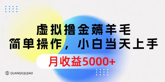 虚拟撸金薅羊毛，简单操作，小白当天上手，月收益5000+-梧桐有术